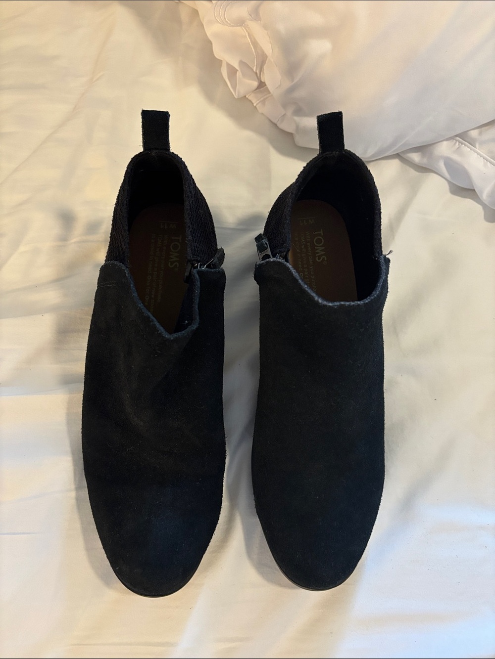 Toms Black Suede & Knit Ankle Booties